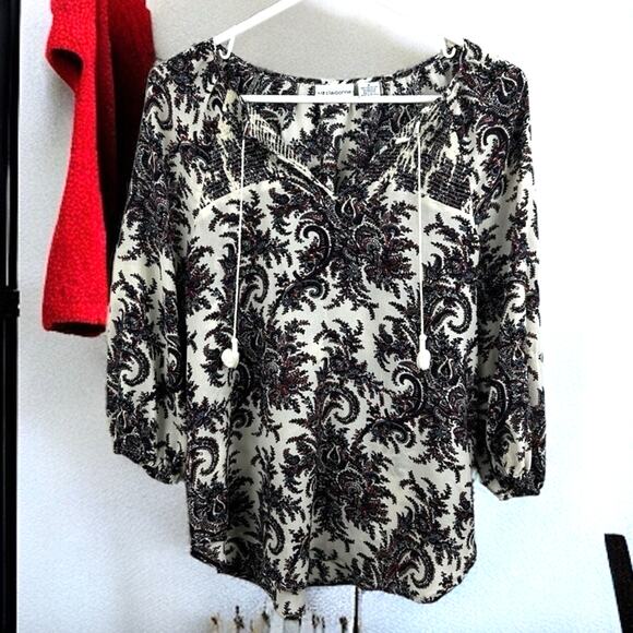 Liz Claiborne Women’s S Multicolor Boho Floral Lightweight 3/4 Sleeve Blouse Top - Picture 1 of 5